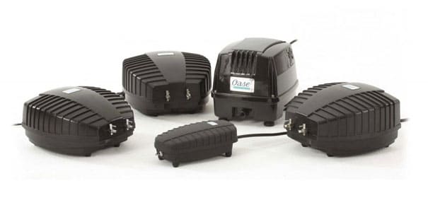 AquaOxy - Weatherproof air pumps for all pond sizes, supplied with hoses and air stones