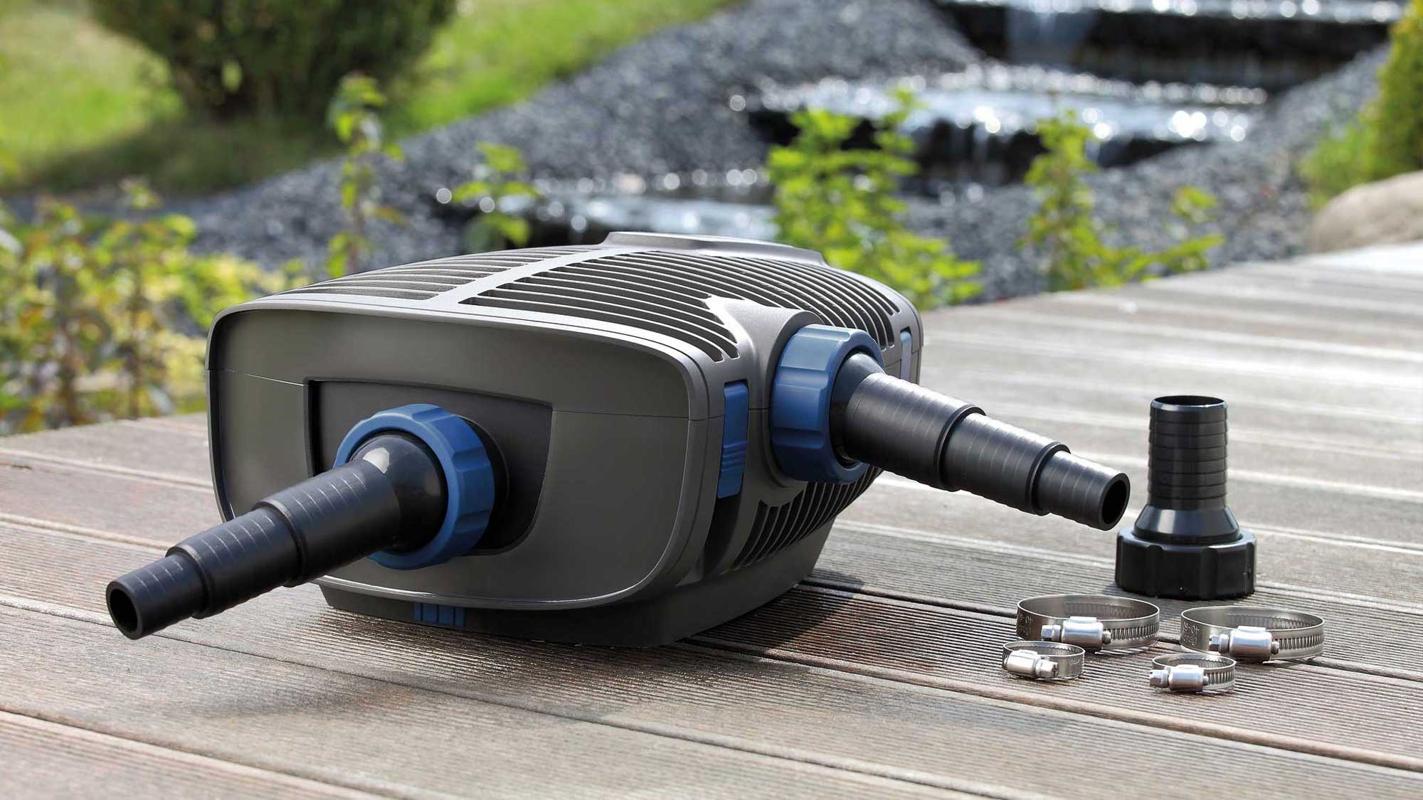 OASE104941-AquaMaxEcoPremium6000 The Oase Aquamax Eco Premium 6000 is an energy-efficient filter and watercourse pump with an extra inlet.