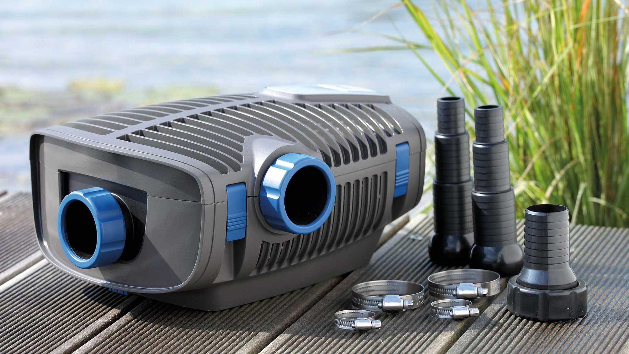 OASE104943-AquaMaxEcoPremium6000 The Oase Aquamax Eco Premium 6000 is an energy-efficient filter and watercourse pump with an extra inlet.