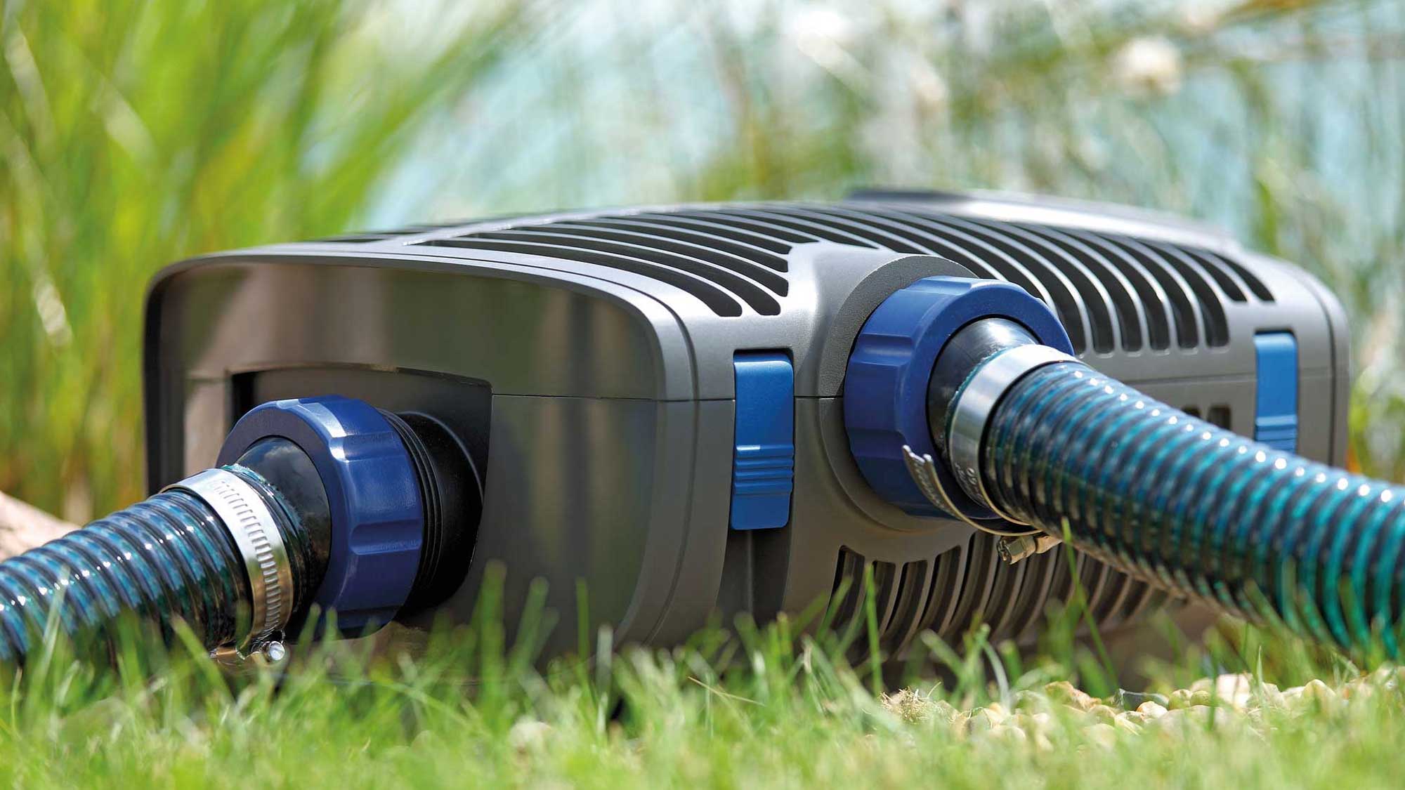 OASE104947-AquaMaxEcoPremium6000-12V The Oase Aquamax Eco Premium 6000 is an energy-efficient filter and watercourse pump with an extra inlet.