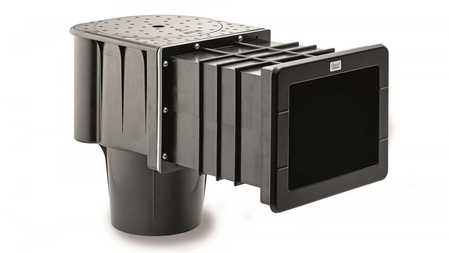 The Oase Skimmer Extension for ProfiSkim Wall allows the skimmer's mouth to be extended towards the edge of your pond.