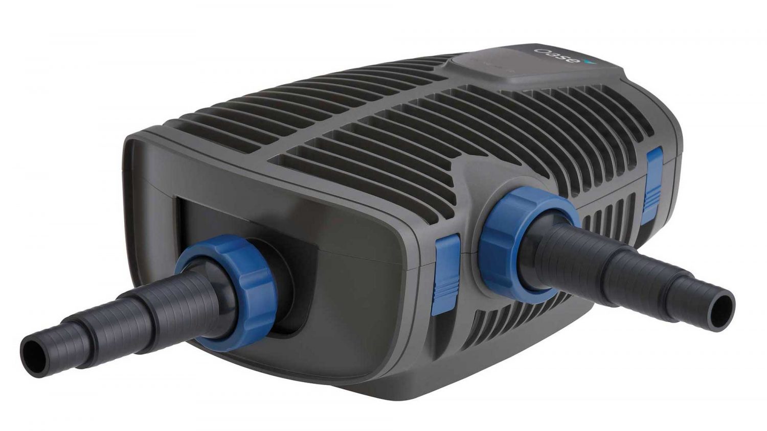 The Oase Aquamax Eco Premium 9000 is an energy-efficient filter and watercourse pump with an extra inlet to draw water from 2 locations.